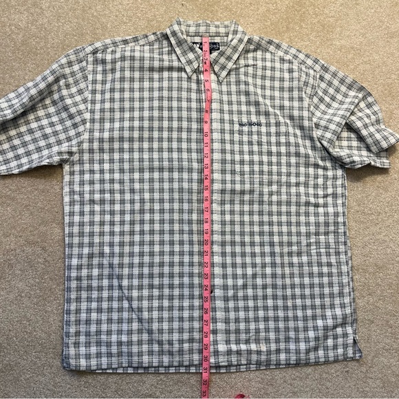 VINTAGE Big Dogs Shirt Mens Extra Large White Beige Checker Button Up Casual - Picture 8 of 10